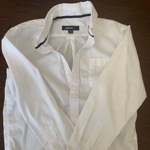 Johnnie-O white cotton button down shirt, boys size 10. Gently worn.
